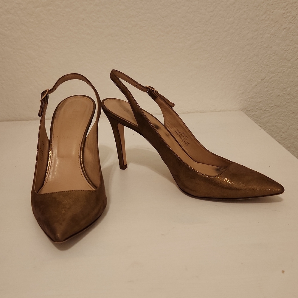 J. Crew Brown Leather Pointed-Toe Heels